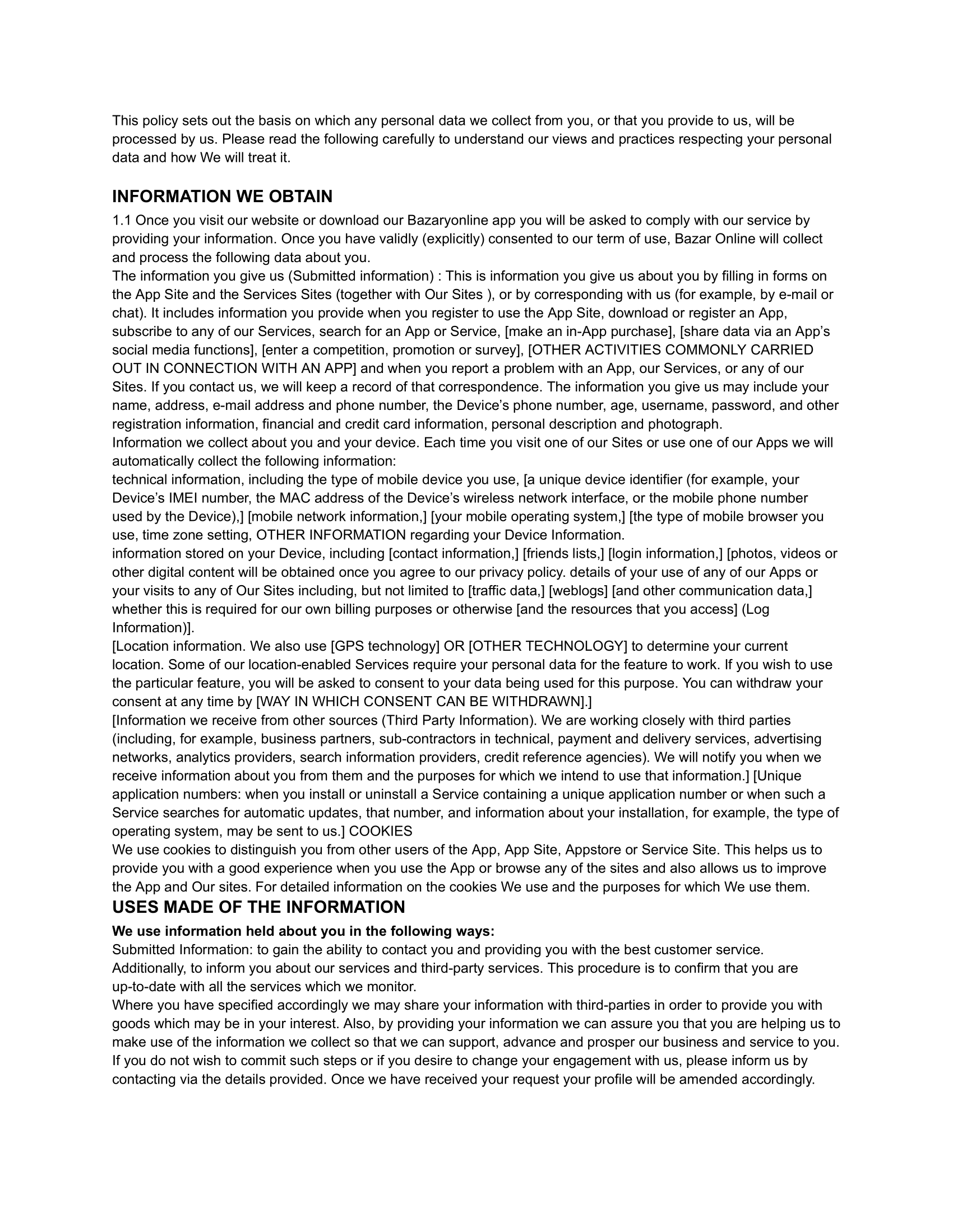 Bazary Online terms and conditions in English, page 2